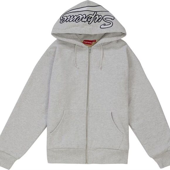 Supreme FW18 thermal zip sweater in ash Gray Zip-Up Hoodie Medium NEW - Picture 1 of 4